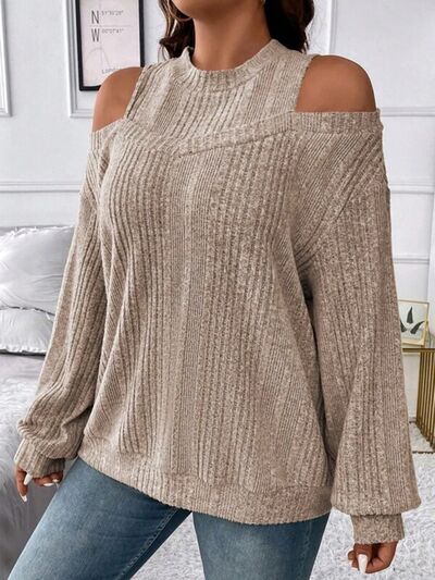 Round Neck Cold Shoulder Sweater | Trendsi