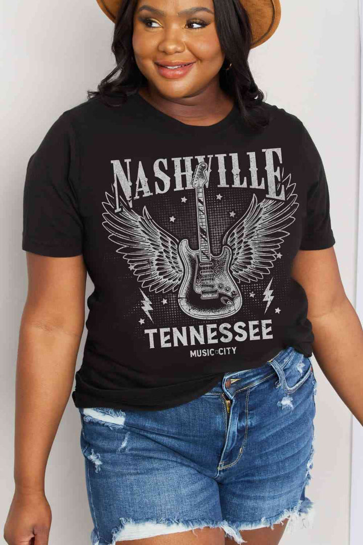 Simply Love Simply Love Full Size NASHVILLE TENNESSEE MUSIC CITY Graphic Cotton Tee | 1mrk.com