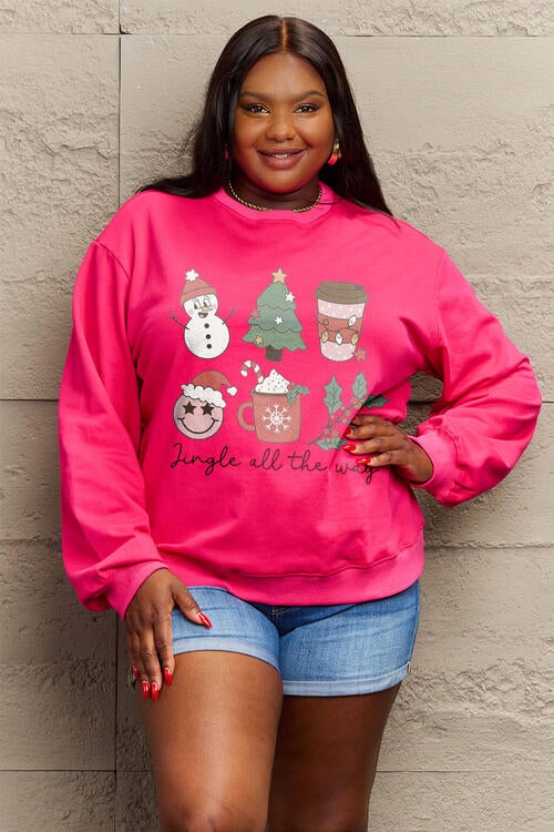 Simply Love Full Size JINGLE ALL THE WAY Long Sleeve Sweatshirt |1mrk.com