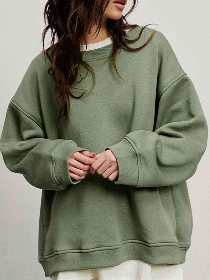 Oversize Round Neck Dropped Shoulder Sweatshirt |1mrk.com