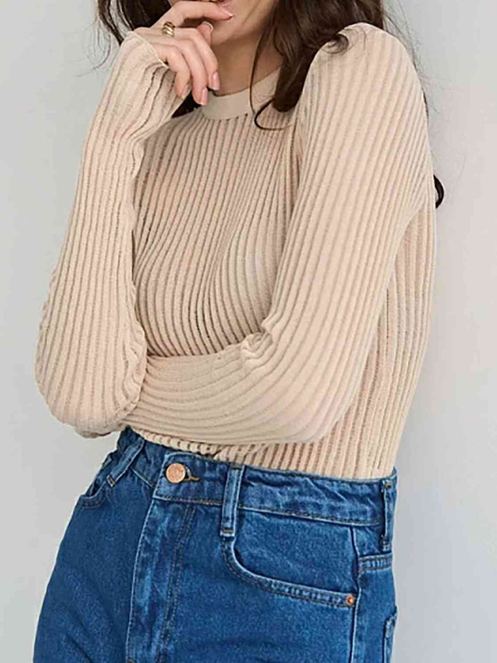 Round Neck Ribbed Knit Top | 1mrk.com