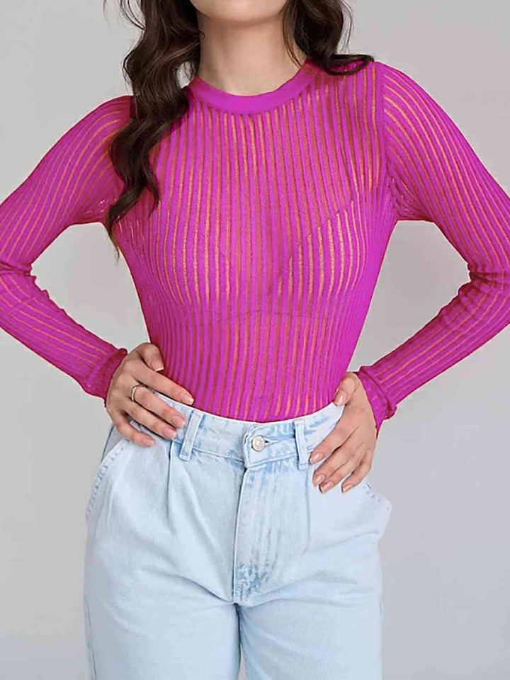 Round Neck Ribbed Knit Top | 1mrk.com