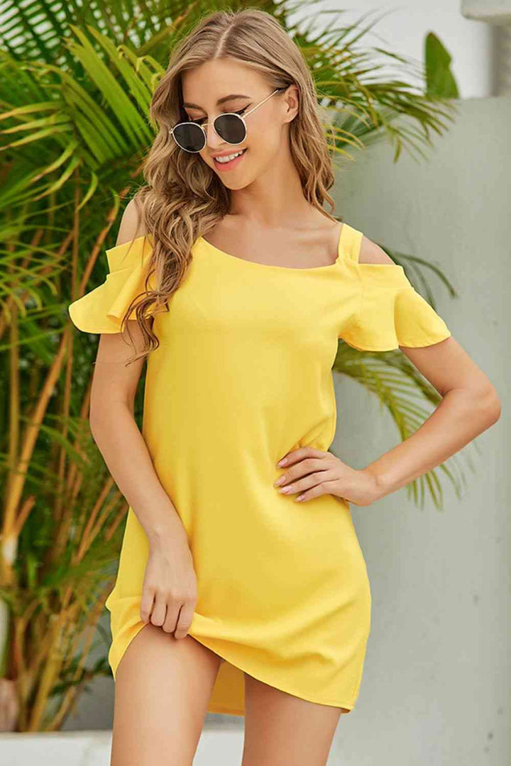 Cold-Shoulder Mini Dress |1mrk.com