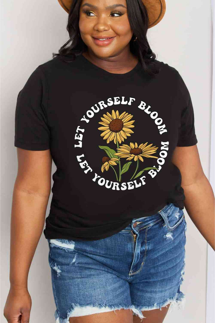 Simply Love Full Size LET YOURSELF BLOOM Graphic Cotton Tee | 1mrk.com