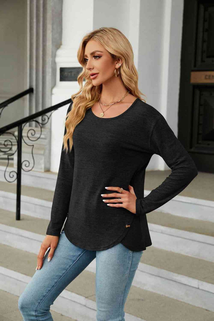 Round Neck Long Sleeve T-Shirt | 1mrk.com