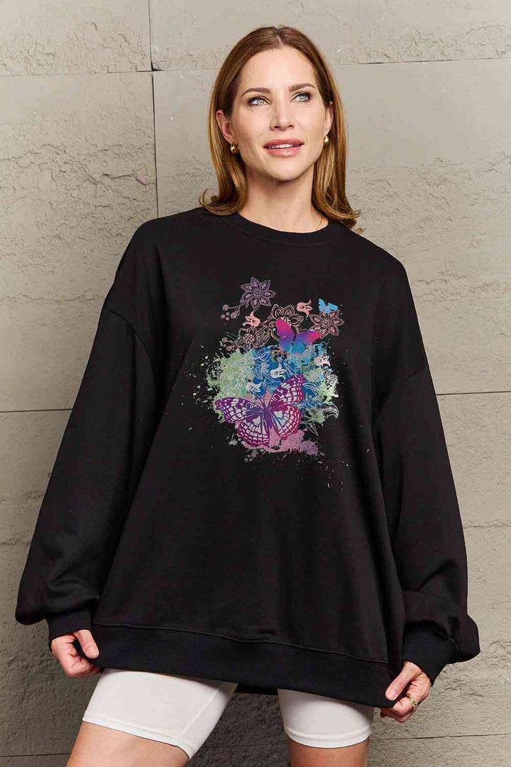 Simply Love Simply Love Full Size Butterfly Graphic Sweatshirt |1mrk.com