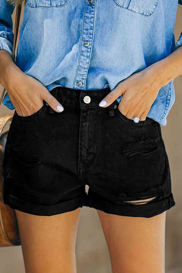 Distressed Cuffed Denim Shorts | 1mrk.com