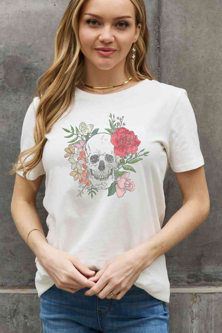 Simply Love Simply Love Full Size Skull Graphic Cotton Tee | 1mrk.com