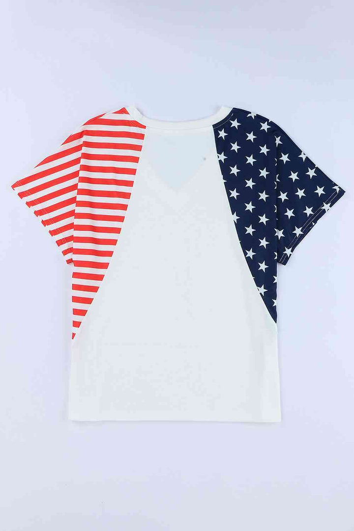 Stars and Stripes V-Neck Tee Shirt | 1mrk.com