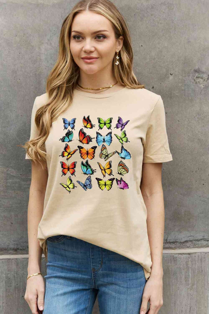 Simply Love Full Size Butterfly Graphic Cotton Tee | 1mrk.com