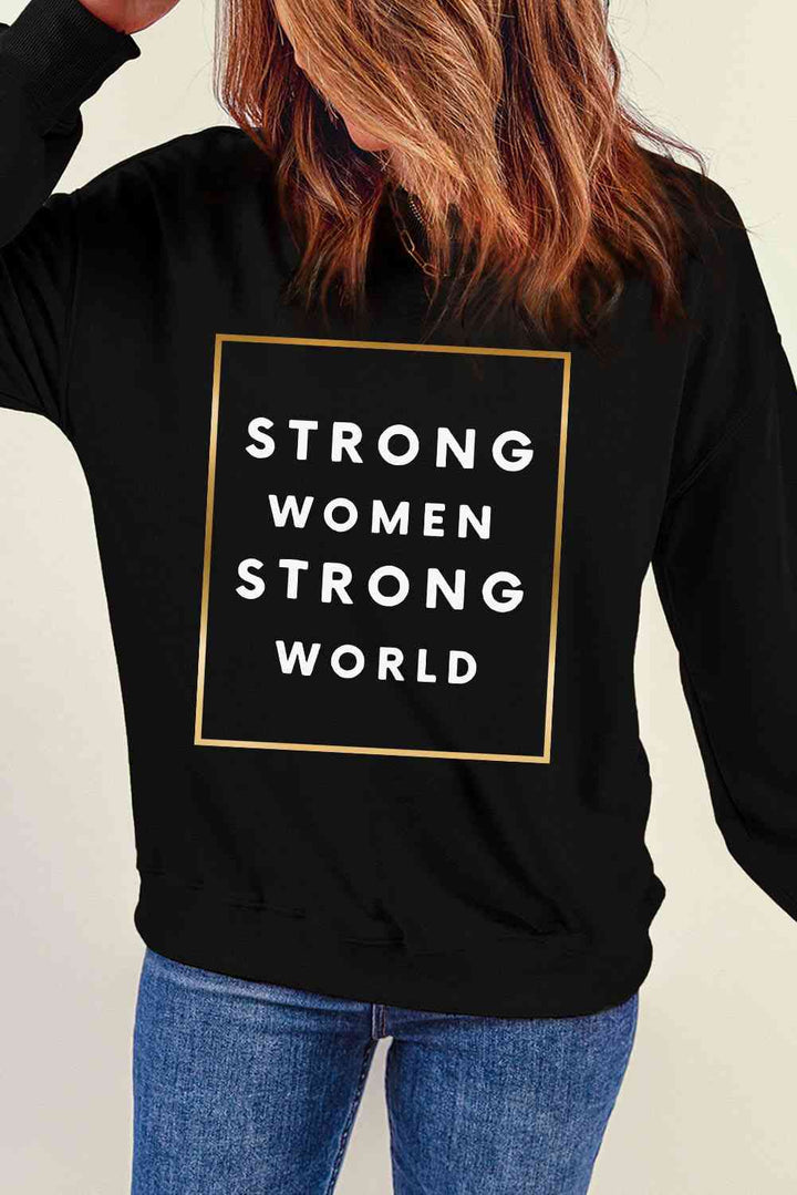 STRONG WOMEN STRONG WORLD Graphic Drop Shoulder Sweatshirt |1mrk.com