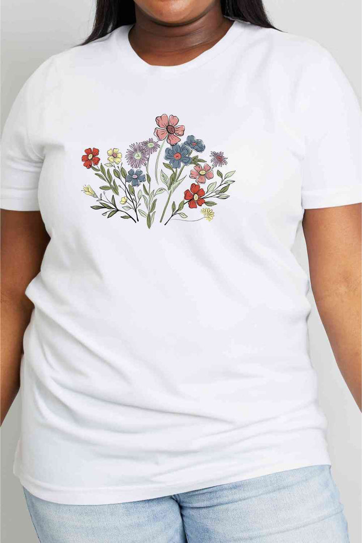 Simply Love Simply Love Full Size Flower Graphic Cotton Tee | 1mrk.com