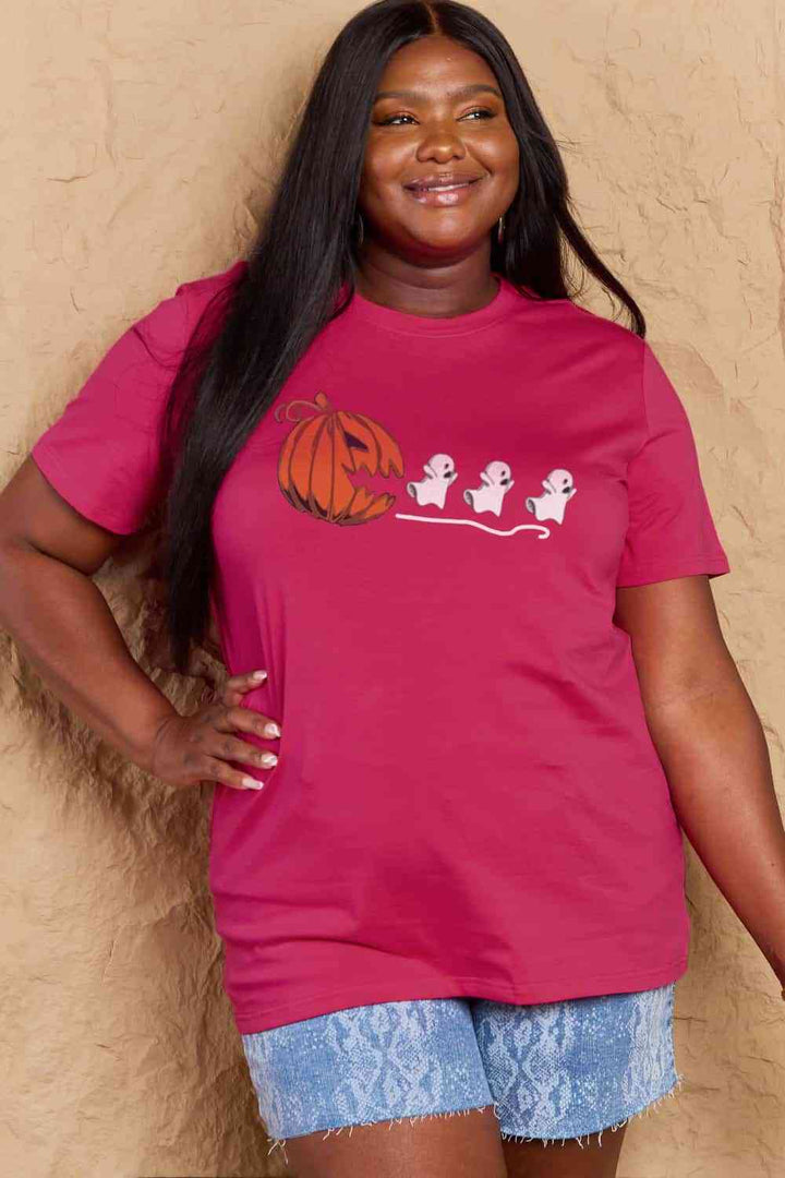 Simply Love Full Size Jack-O'-Lantern Graphic Cotton T-Shirt | 1mrk.com