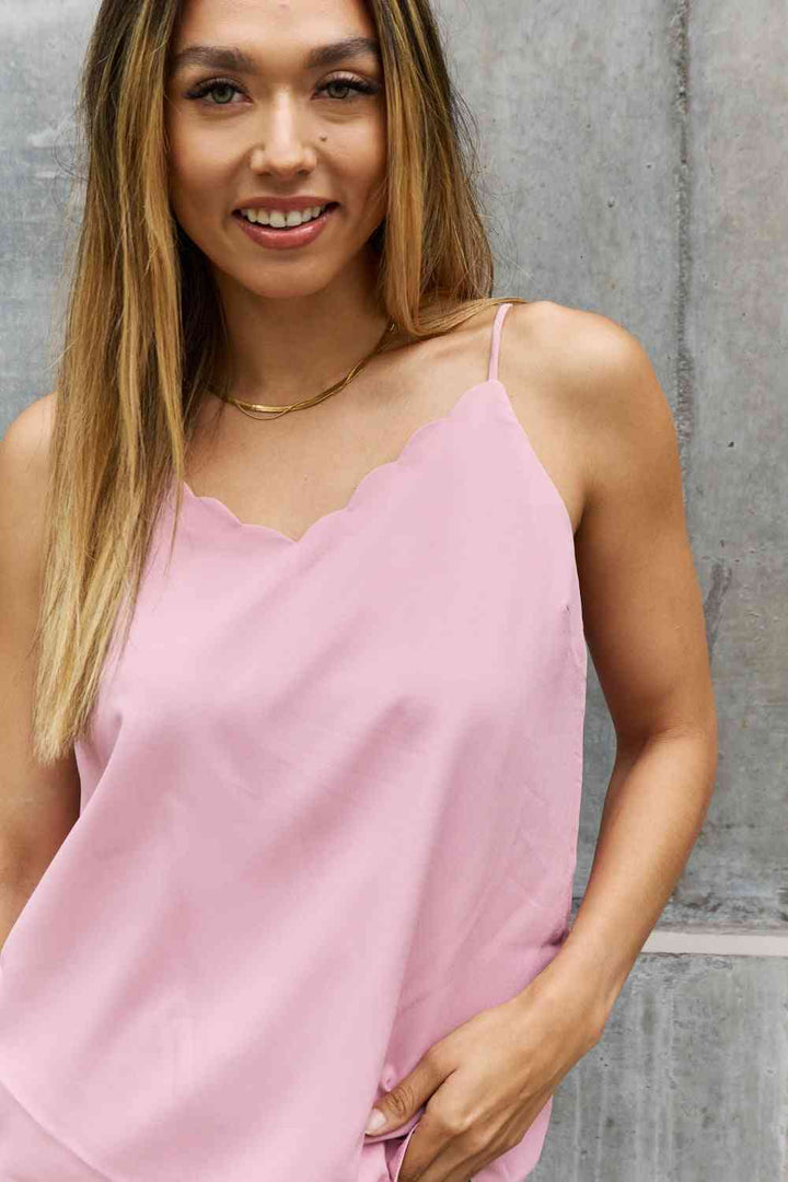 Sweet Lovely By Jen Full Size Scalloped Cami in Rosewood | 1mrk.com
