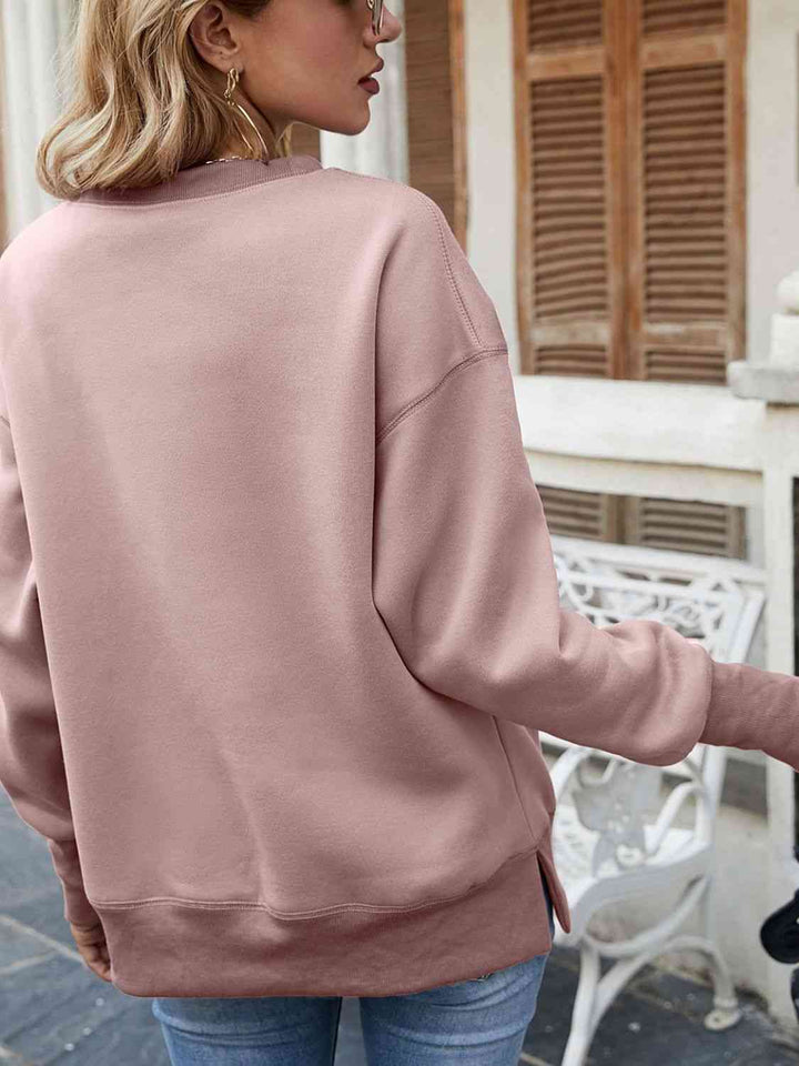 Dropped Shoulder Slit Sweatshirt |1mrk.com