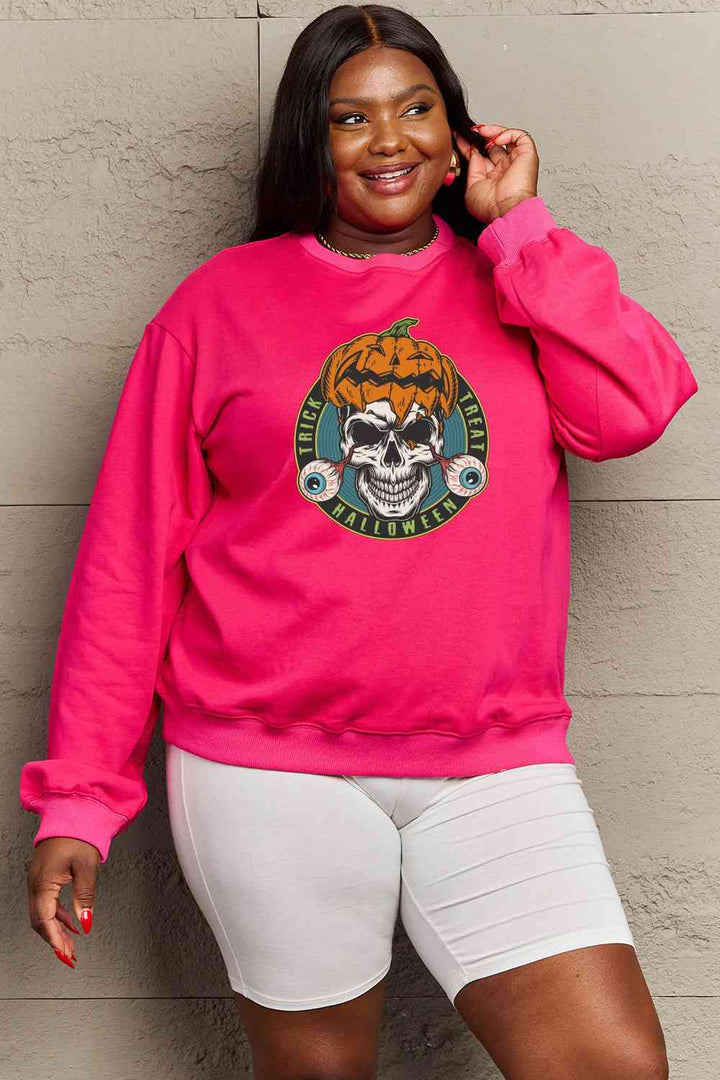 Simply Love Full Size Skull Graphic Sweatshirt |1mrk.com