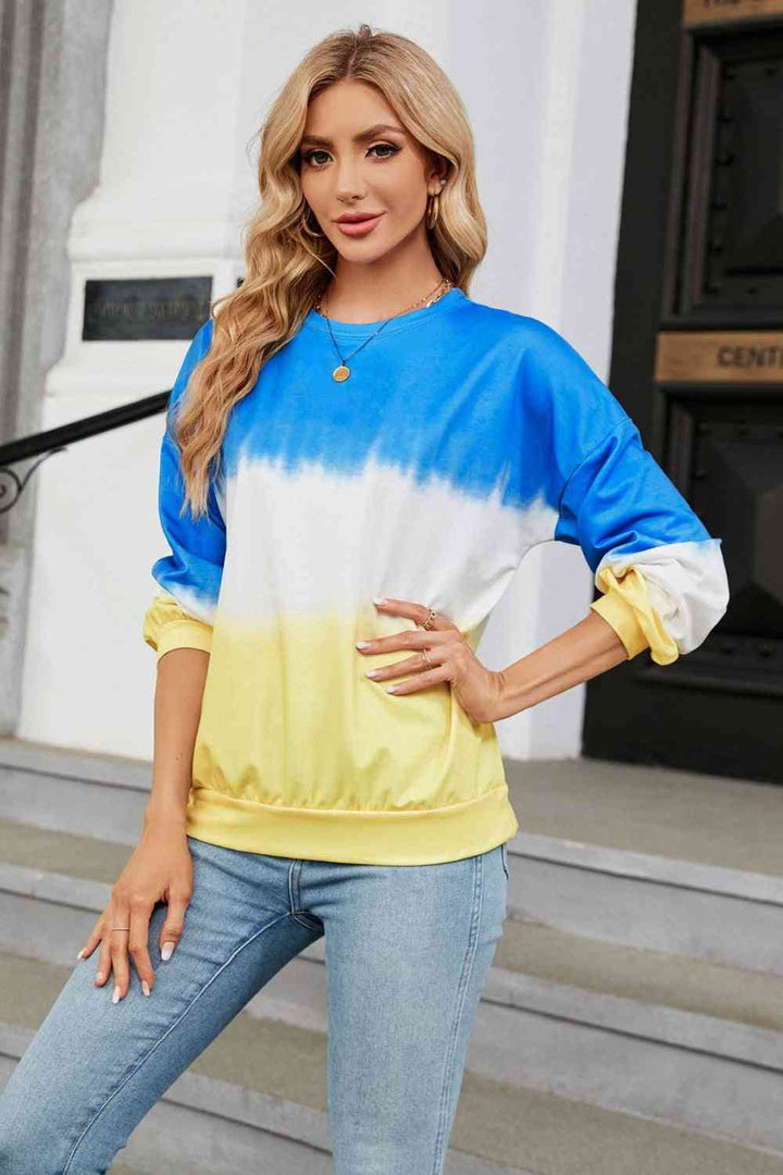 Gradient Round Neck Long Sleeve Sweatshirt |1mrk.com