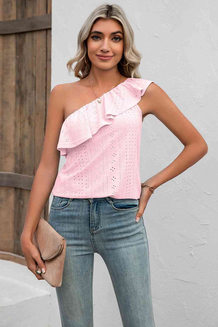 Eyelet One-Shoulder Tank | 1mrk.com