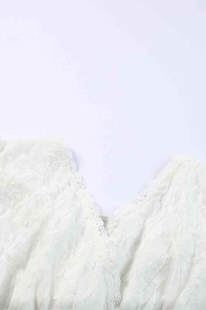 Puff Sleeve Tie-Back Lace Surplice Dress |1mrk.com