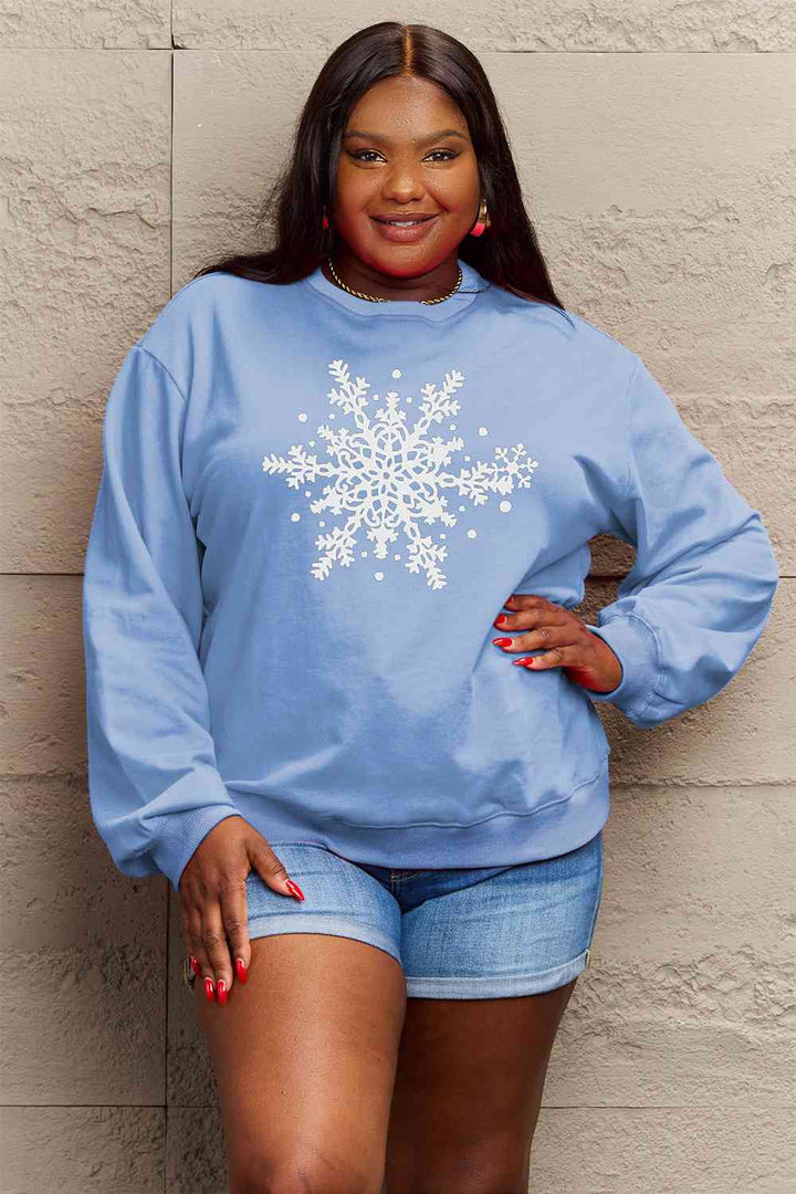 Simply Love Full Size Snowflake Graphic Sweatshirt |1mrk.com