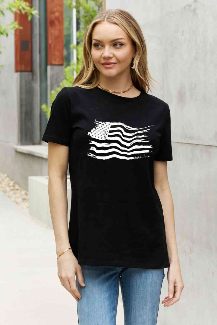 Simply Love Full Size US Flag Graphic Cotton Tee | 1mrk.com