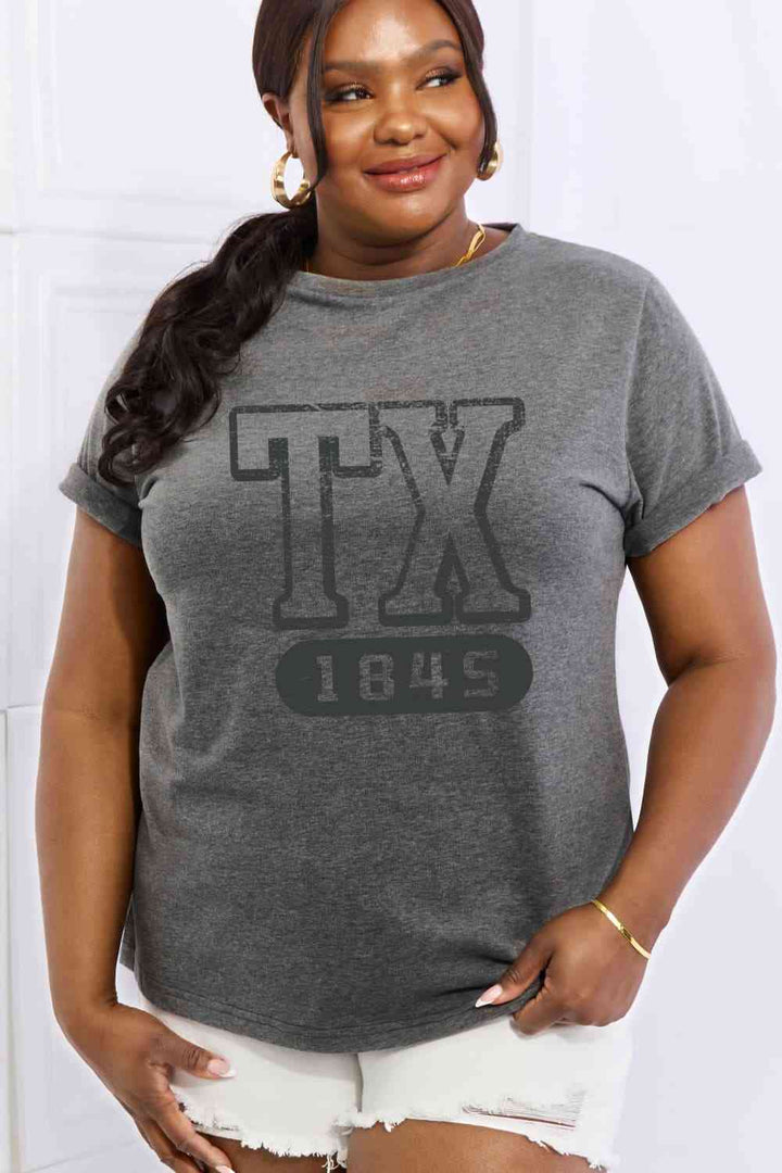 Simply Love Full Size TX 1845 Graphic Cotton Tee | 1mrk.com