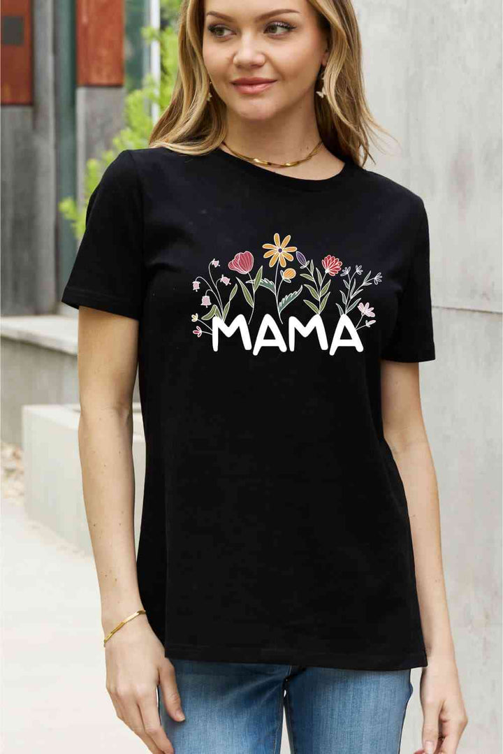 Simply Love Full Size MAMA Flower Graphic Cotton Tee | 1mrk.com