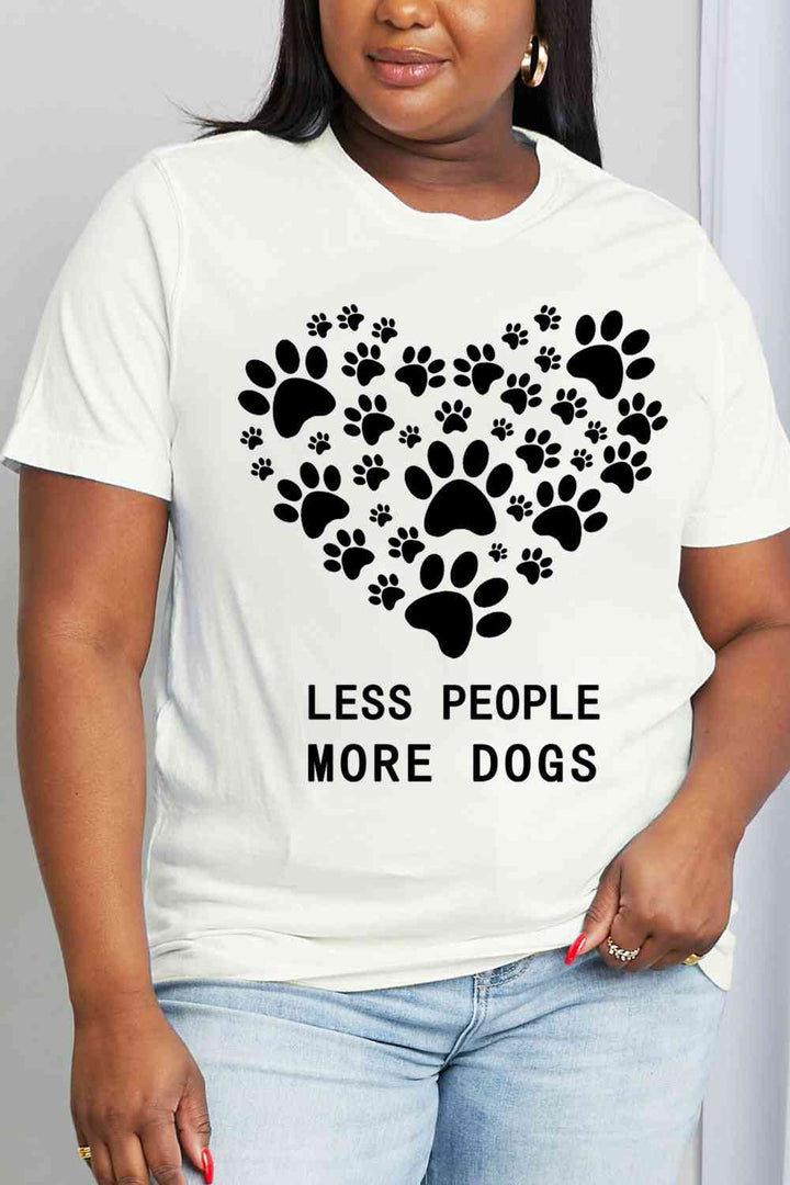 Simply Love Simply Love Full Size LESS PEOPLE MORE DOGS Heart Graphic Cotton Tee | 1mrk.com