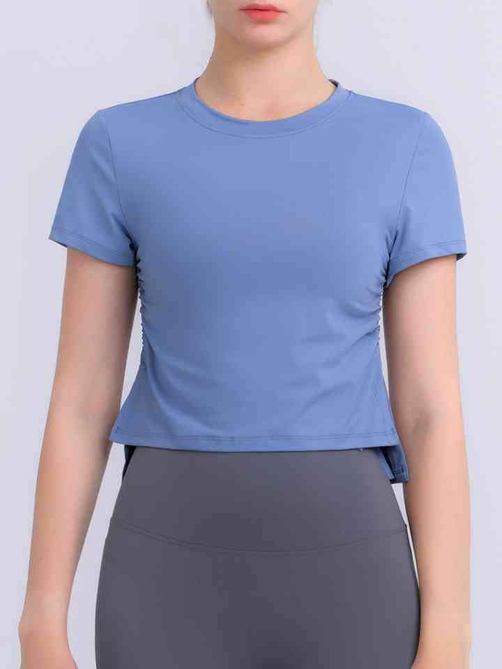 Round Neck Short Sleeve Active Top | 1mrk.com