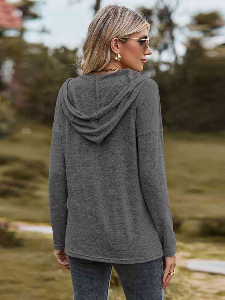 Dropped Shoulder Hooded Blouse |1mrk.com