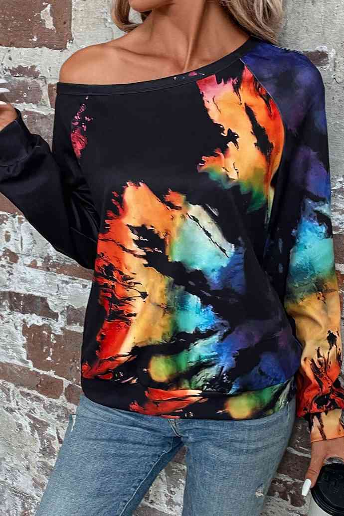 Tie-Dye Boat Neck Sweatshirt |1mrk.com