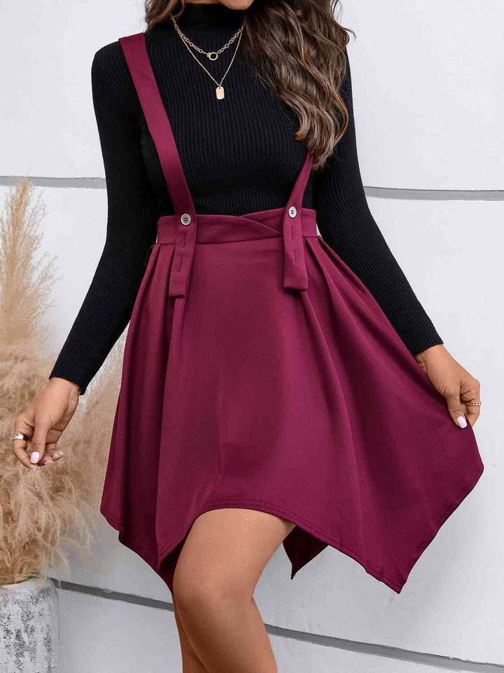 Zip Back Buttoned Overall Skirt |1mrk.com