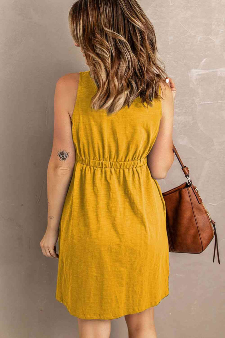 Sleeveless Button Down Mini Magic Dress | 1mrk.com