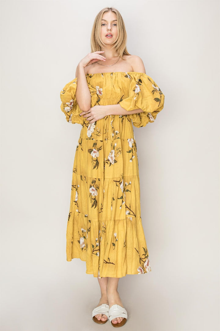 HYFVE Floral Puff Sleeve Tiered Dress | Trendsi