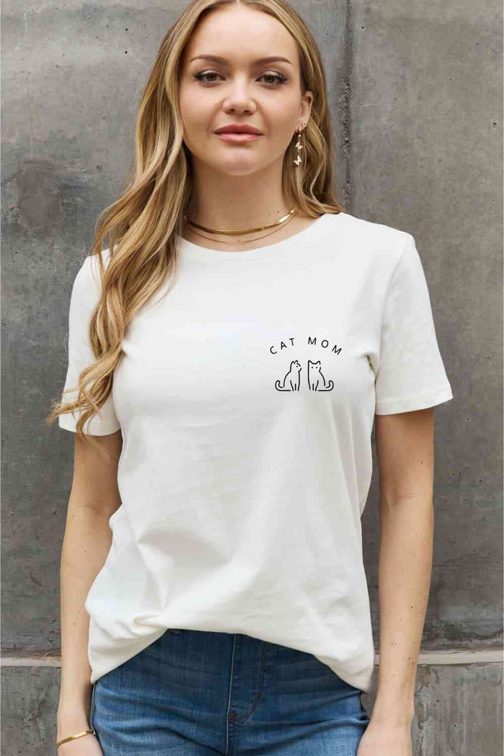 Simply Love Full Size CAT MOM Graphic Cotton Tee | 1mrk.com