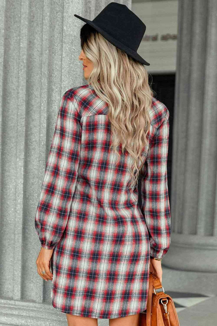 Plaid Tie Front Mini Shirt Dress | 1mrk.com