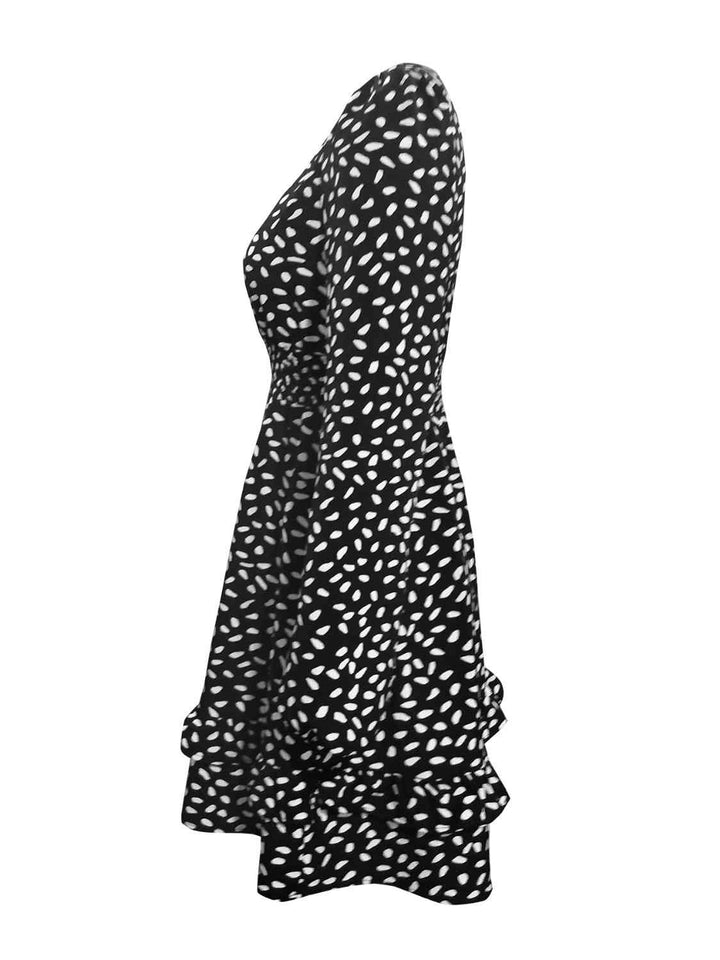 Printed Ruffle Trim Smocked Mini Dress | 1mrk.com