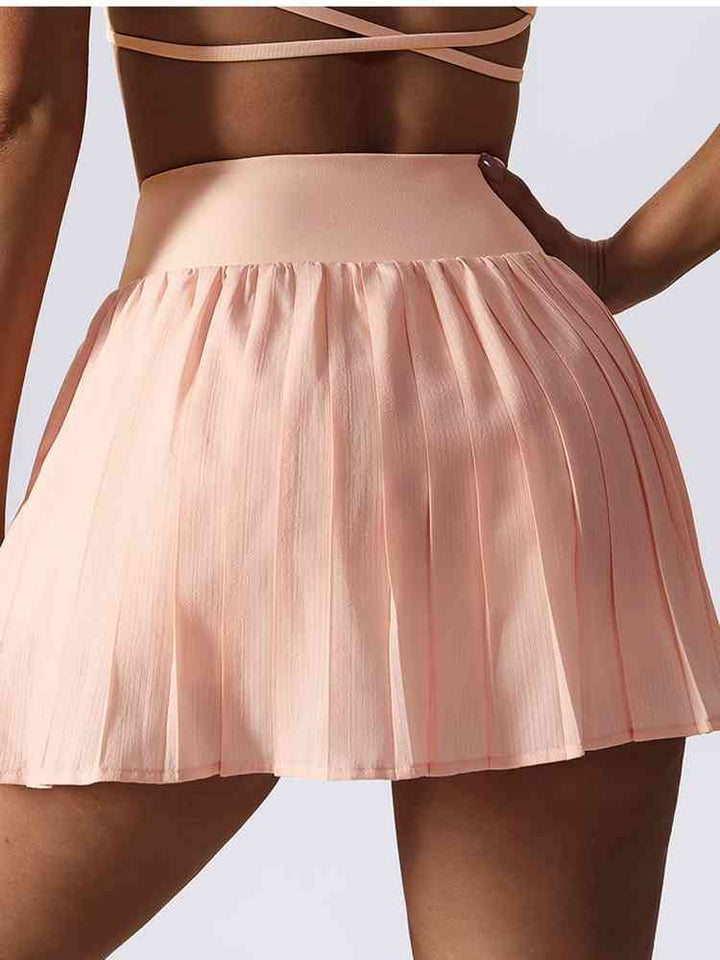 Pleated Wide Waistband Sports Skirt |1mrk.com