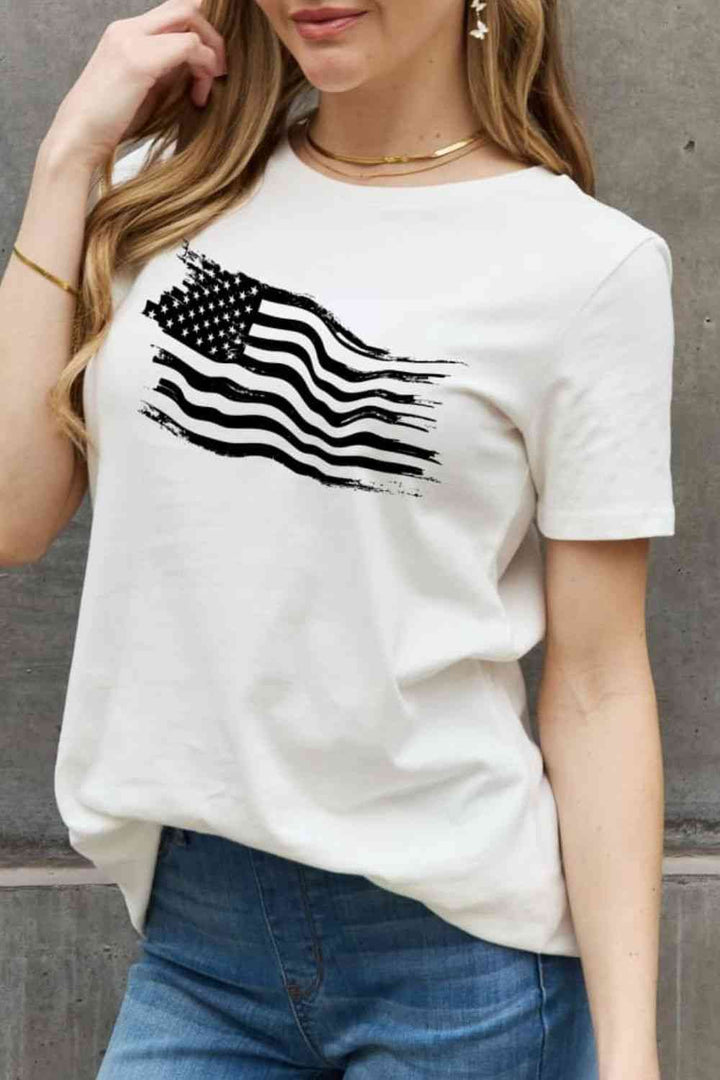 Simply Love Full Size US Flag Graphic Cotton Tee | 1mrk.com