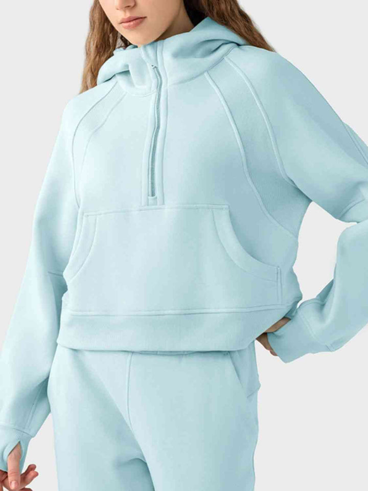 Half-Zip Long Sleeve Sports Hoodie |1mrk.com