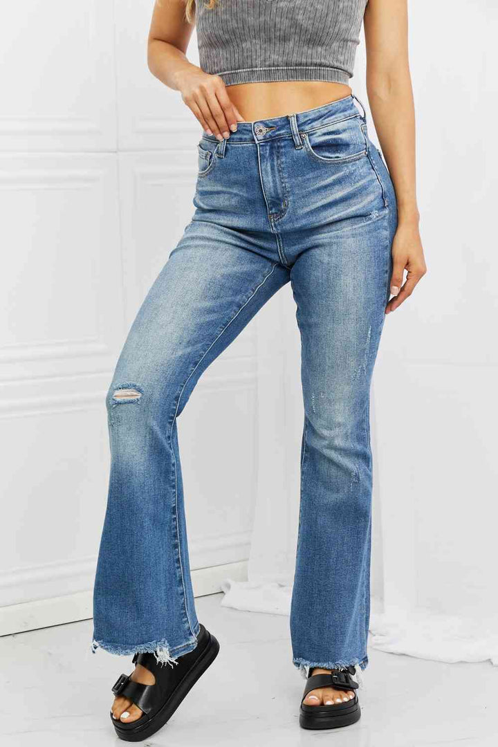 RISEN Full Size Iris High Waisted Flare Jeans | 1mrk.com