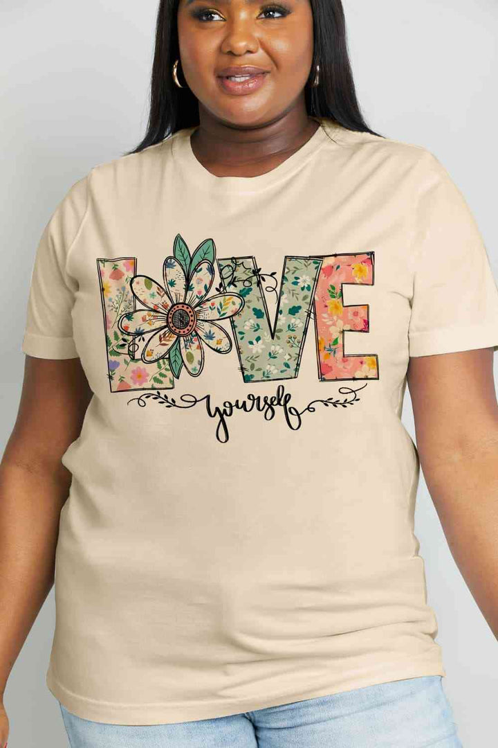 Simply Love Full Size LOVE YOURSELF Graphic Cotton Tee | 1mrk.com