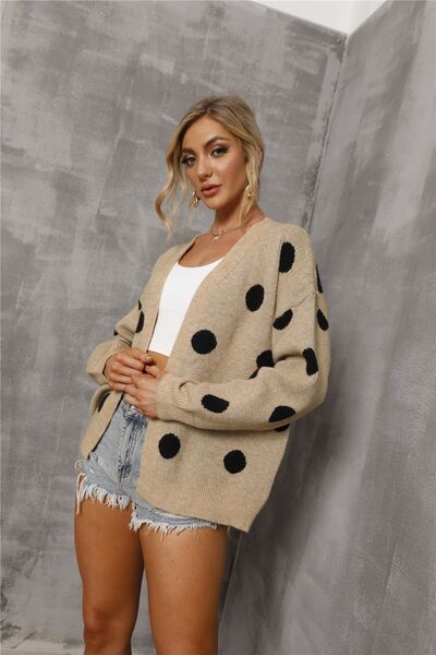 Polka Dot Open Front Cardigan |1mrk.com