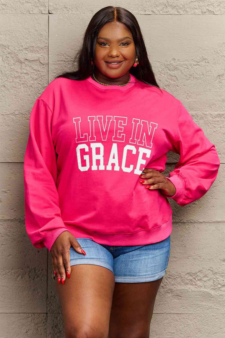 Simply Love Full Size LIVE IN GRACE Graphic Sweatshirt |1mrk.com