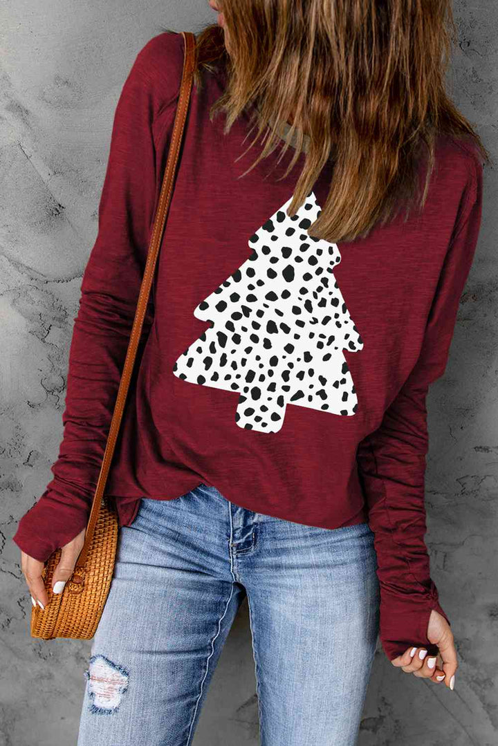 Christmas Tree Graphic Long Sleeve T-Shirt | 1mrk.com