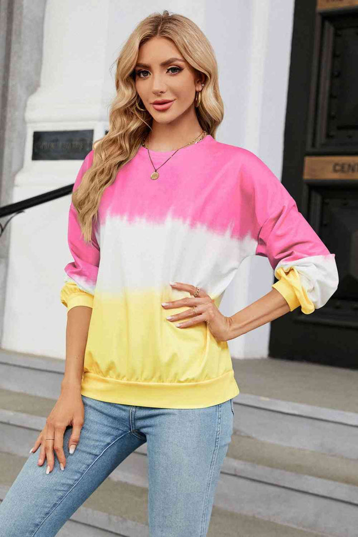 Gradient Round Neck Long Sleeve Sweatshirt |1mrk.com