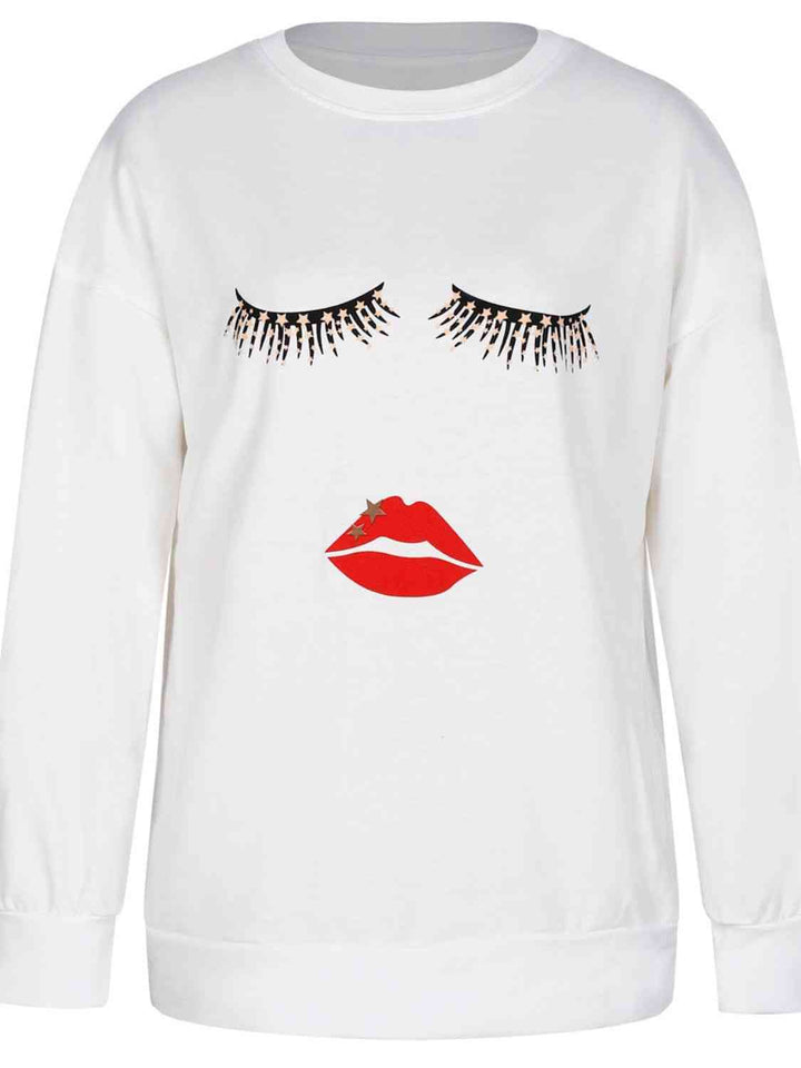 Graphic Dropped Shoulder Round Neck Sweatshirt |1mrk.com