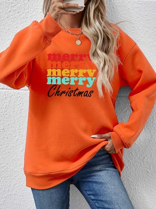 MERRY CHRISTMAS Graphic Long Sleeve Sweatshirt |1mrk.com