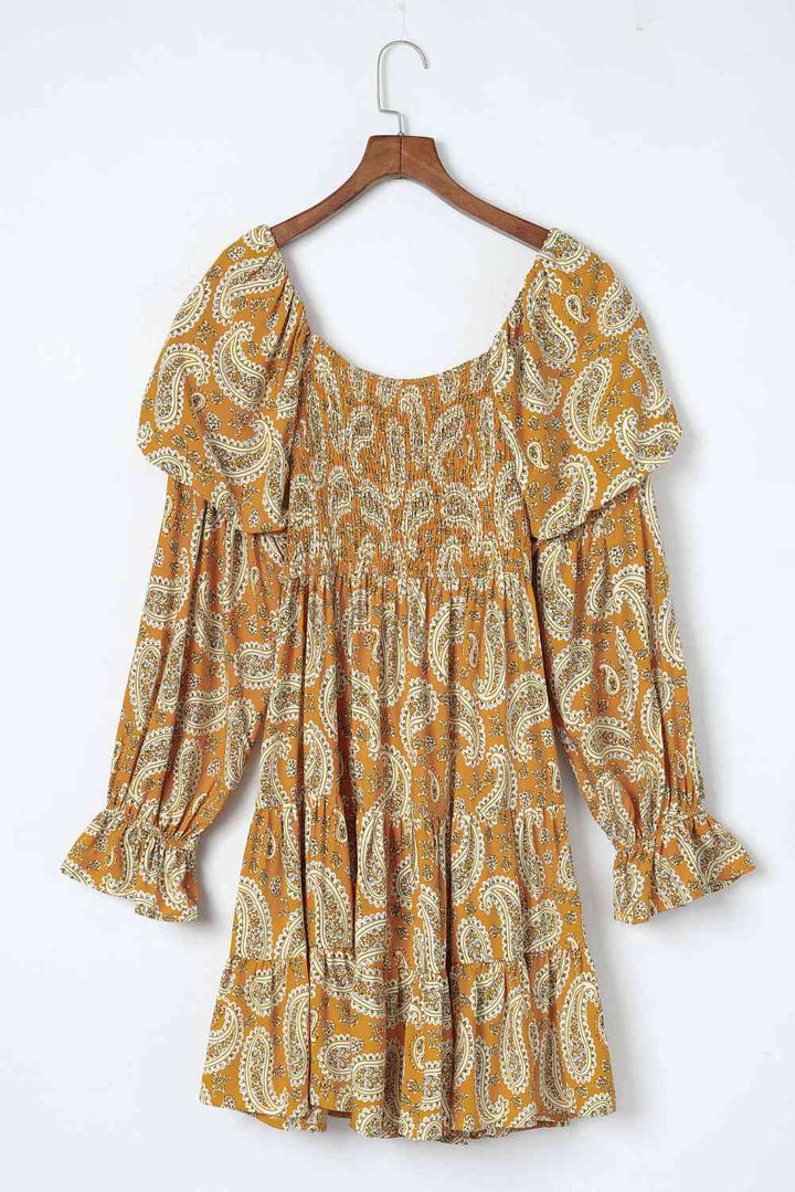 Paisley Flounce Sleeve Dress |1mrk.com