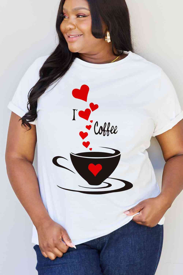 Simply Love Full Size I LOVE COFFEE Graphic Cotton Tee | 1mrk.com